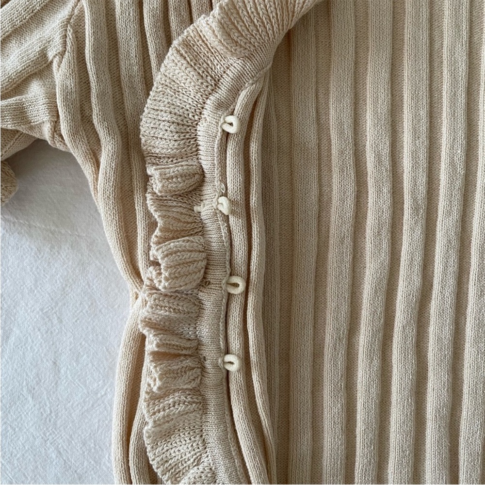 YesStyle Cream Ruffled Cardigan - Picture 3 of 5